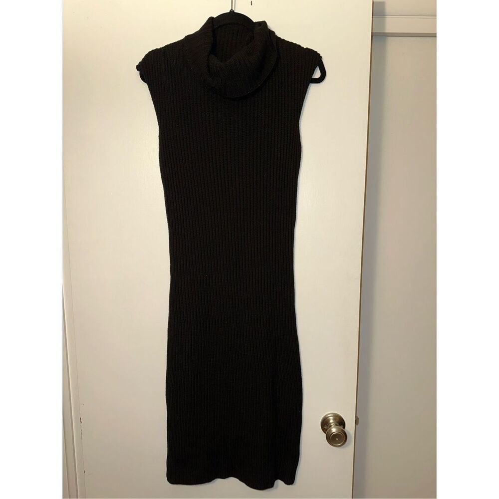 Max Studio Women’s Black Cowl Neck Sleeveless Sweater Dress Large NWT